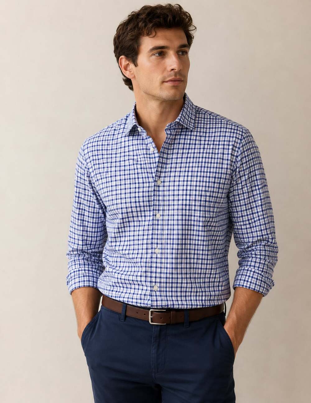 Goodfellow & Co. Men's Long Sleeve Slim Fit Gingham Button-Down Shirt